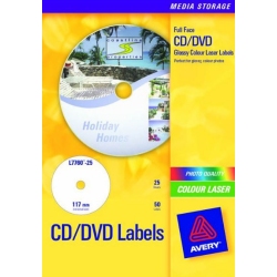 Boîte de 50 étiquettes Laser couleur pour CD et DVD L7760-25