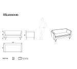 Canapé droit Metric en palissandre massif et tissu, 2 places