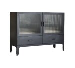 Vitrine basse Emil en métal H 90 cm, noir