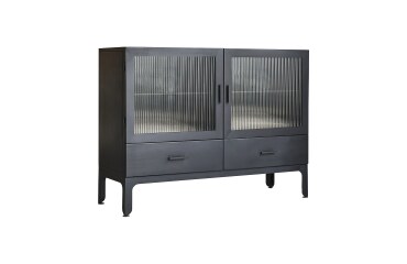 Vitrine basse Emil en métal H 90 cm, noir