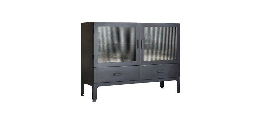 Vitrine basse Emil en métal H 90 cm, noir