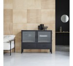 Vitrine basse Emil en métal H 90 cm, noir