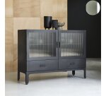 Vitrine basse Emil en métal H 90 cm, noir