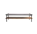 Table basse Edit en acacia massif et marbre vert, rectangulaire 130 x 65 cm