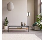 Table basse Edit en acacia massif et marbre vert, rectangulaire 130 x 65 cm