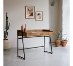 Bureau en bois de manguier massif et métal L 114 cm Hedda