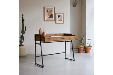 Bureau en bois de manguier massif et métal L 114 cm Hedda