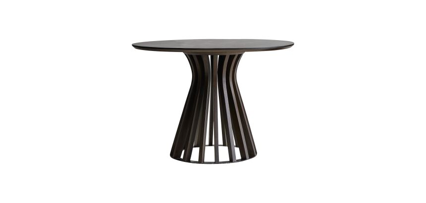 Table ronde Greco en bois de manguier massif et métal Ø 110 cm, 5 personnes