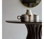 Table ronde Greco en bois de manguier massif et métal Ø 110 cm, 5 personnes