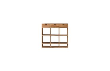 Bibliothèque basse en teck massif Miho