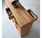 Bibliothèque basse en teck massif Miho