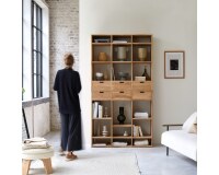 Bibliothèque haute en teck massif Miho