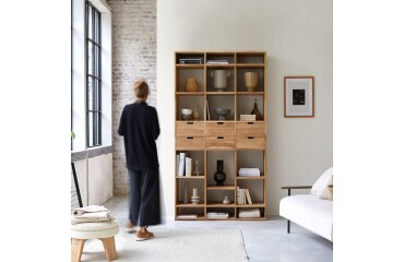 Bibliothèque haute en teck massif Miho