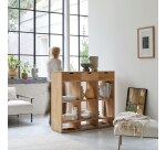 Bibliothèque basse en teck massif Miho