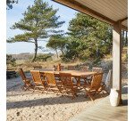 Table de jardin Capri en acacia massif, rectangulaire à rallonges 100 x 300 cm