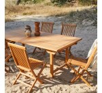 Table de jardin Capri en acacia massif, rectangulaire à rallonges 100 x 300 cm