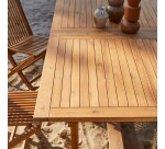 Table de jardin Capri en acacia massif, rectangulaire à rallonges 100 x 300 cm