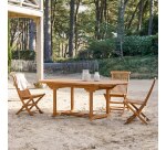 Table de jardin ovale Capri en acacia massif a rallonge 6 à 8 personnes
