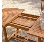 Table de jardin ovale Capri en acacia massif a rallonge 6 à 8 personnes