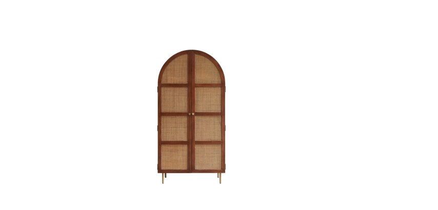 Armoire en orme et cannage Lisbeth