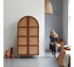 Armoire en orme et cannage Lisbeth