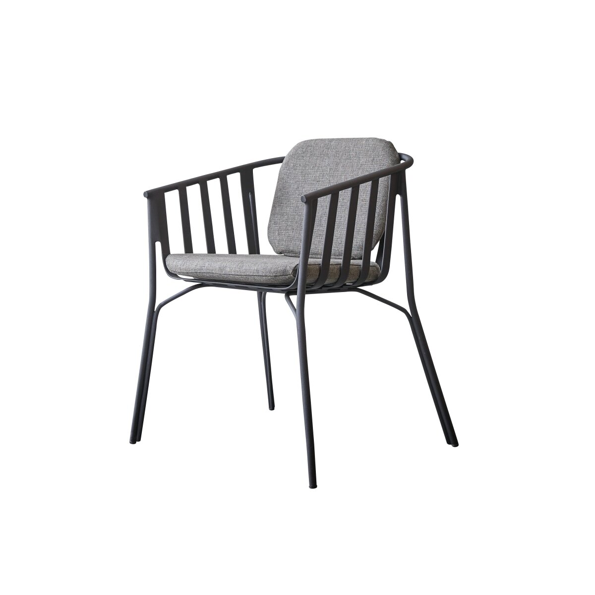 Fauteuil Grazi en aluminium noir et tissu gris