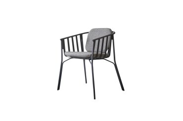 Fauteuil Grazi en aluminium noir et tissu gris