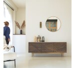 Buffet en manguier massif et terrazzo L 180 cm Bilal