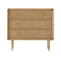 Commode de rangement en chêne massif et cannage Come