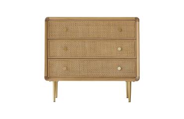 Commode de rangement en chêne massif et cannage Come