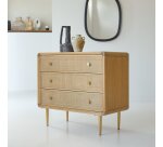 Commode de rangement en chêne massif et cannage Come