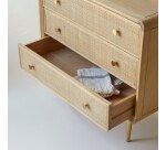 Commode de rangement en chêne massif et cannage Come