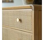 Commode de rangement en chêne massif et cannage Come