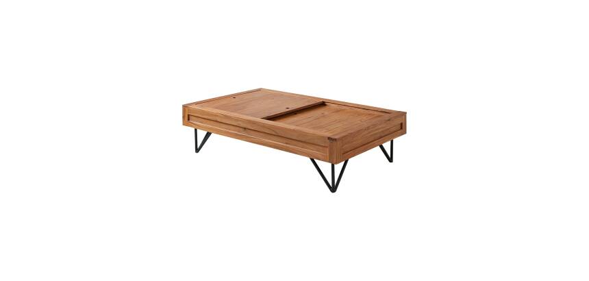 Table basse Bonnie en acacia massif, rectangulaire 120 x 68 cm