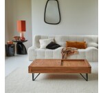 Table basse Bonnie en acacia massif, rectangulaire 120 x 68 cm