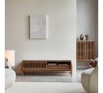 Meuble TV Isaure en bois de noyer massif et terrazzo premium H 45 x L 140 x P 45 cm