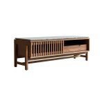 Meuble TV Isaure en bois de noyer massif et terrazzo premium H 45 x L 140 x P 45 cm