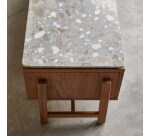 Meuble TV Isaure en bois de noyer massif et terrazzo premium H 45 x L 140 x P 45 cm