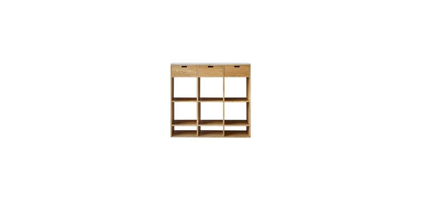 Bibliothèque basse en chêne massif et terrazzo premium White Miho