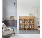 Bibliothèque basse en chêne massif et terrazzo premium White Miho