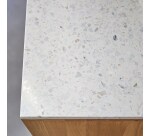 Bibliothèque basse en chêne massif et terrazzo premium White Miho