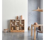 Bibliothèque basse en chêne massif et terrazzo premium Pink Miho