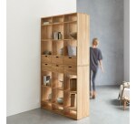 Bibliothèque haute en chêne massif Miho