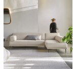 Canapé d'angle droit Finn, en tissu, 4 places, écru