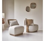 Fauteuil June en mindi massif et tissu écru