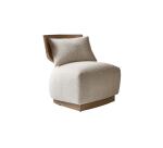 Fauteuil June en mindi massif et tissu écru