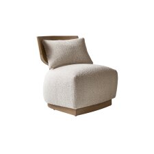 Fauteuil June en mindi massif et tissu écru