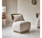 Fauteuil June en mindi massif et tissu écru
