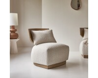 Fauteuil June en mindi massif et tissu écru