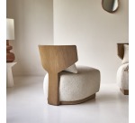 Fauteuil June en mindi massif et tissu écru